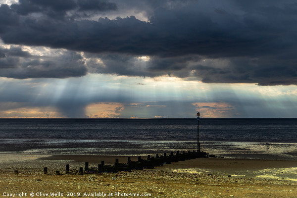 Dark skies over the Wash at Hunstanton Picture Board by Clive Wells