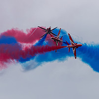 Buy canvas prints of The Red Arrows seen at RAF Fairford by Clive Wells