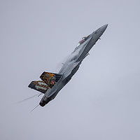 Buy canvas prints of F/A-18C Hornet pulling hard at RAF Fairford by Clive Wells