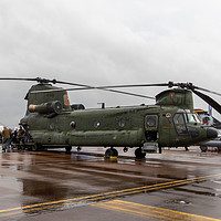 Buy canvas prints of Boeing CH-47 Chinook seen on static at RAF Fairfor by Clive Wells