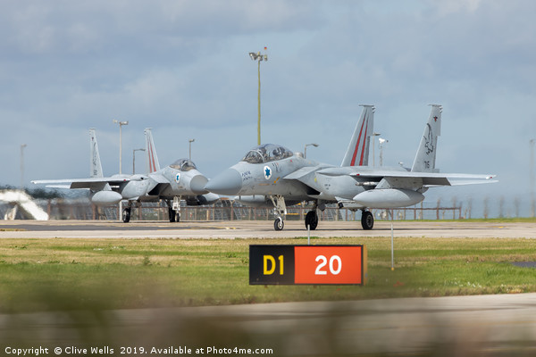 Pair of Isreali F-15I`s  on taxi at RAF Waddington Picture Board by Clive Wells