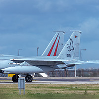 Buy canvas prints of Pair of Isreali F-15I`s  on taxi at RAF Waddington by Clive Wells