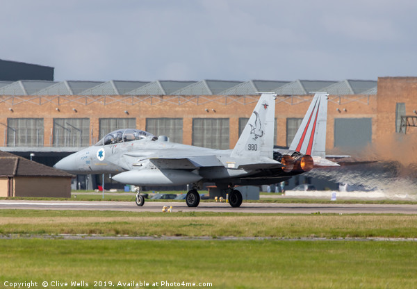Isreali F-15I on take off at RAF Waddington Picture Board by Clive Wells