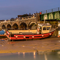 Buy canvas prints of Folkestone harbour view at night by Clive Wells