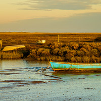 Buy canvas prints of Row boat at Brancaster Staith in North Norfolk by Clive Wells