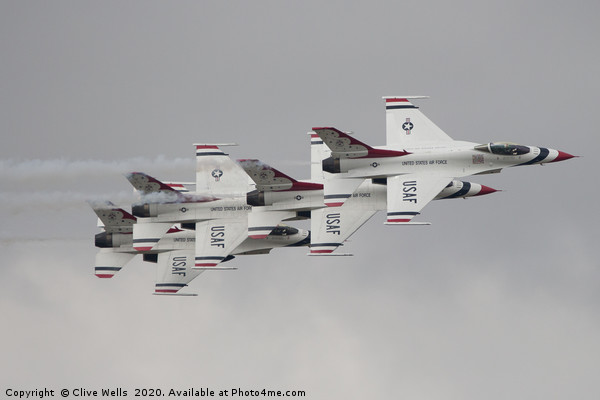 Thunderbirds in a four ship in formation at RIAT Picture Board by Clive Wells