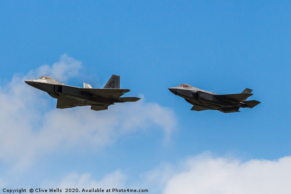 F-22A Raptor & F-35A Lightning II at RAF Fairford Picture Board by Clive Wells