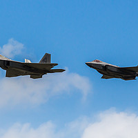 Buy canvas prints of F-22A Raptor & F-35A Lightning II at RAF Fairford by Clive Wells