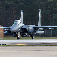 Buy canvas prints of F-15E taxing to runway at RAF Lakenheath by Clive Wells
