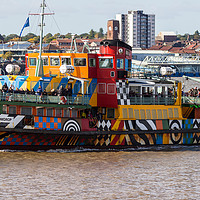 Buy canvas prints of Packed Mersey Ferry on Liverpool`s waterfront by Clive Wells