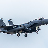 Buy canvas prints of F-15E Strike Eagle on approach at RAF Lakenheath by Clive Wells