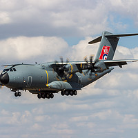 Buy canvas prints of Airbus A400M Atlas on final approach at RAF Fairfo by Clive Wells