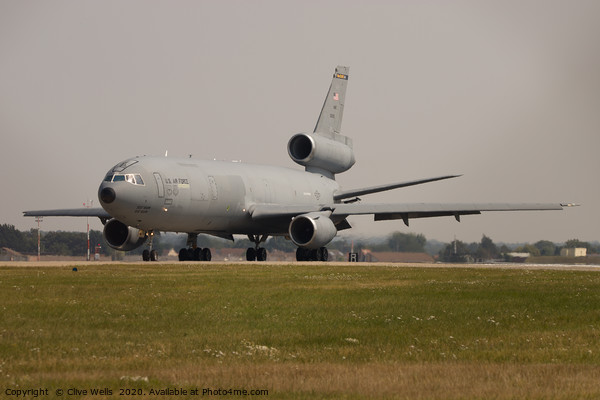 KC-10 Extender on runway at RAF Mildenhall Picture Board by Clive Wells