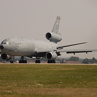 Buy canvas prints of KC-10 Extender on runway at RAF Mildenhall by Clive Wells