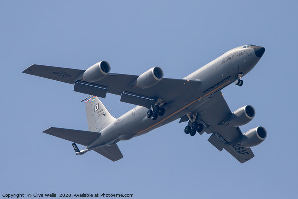Boeing KC-135 Stratotanker with wheels down. Picture Board by Clive Wells