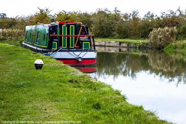 Colourful narrow boat on the Grand Union Canal Picture Board by Clive Wells