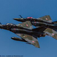 Buy canvas prints of Couteau Delta, 2 x Mirage 2000D`s of the French Air Force. by Clive Wells