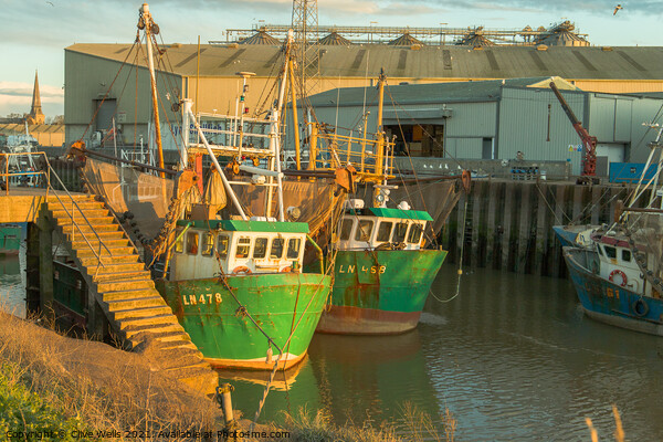 Fishing boats at low tide Picture Board by Clive Wells