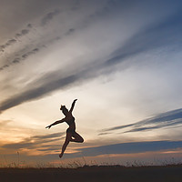 Buy canvas prints of Jumping for joy at sunrise by Sue Hoppe