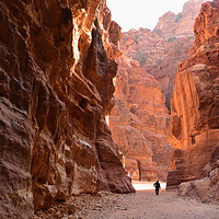 Buy canvas prints of Sunrise paints rose coloured rocks at Petra by Sue Hoppe