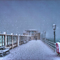Buy canvas prints of A very snowy Worthing Pier  by Terry May