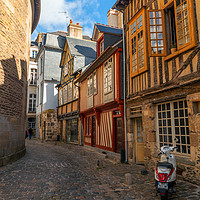 Buy canvas prints of Quiet street in Rennes old town by Lenscraft Images