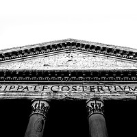 Buy canvas prints of black and white Bottom view of the roman Pantheon  by Valerio Rosati