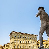 Buy canvas prints of Michelangelo's David statue seen from behind by Valerio Rosati