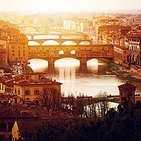 Buy canvas prints of sunset over Ponte Vecchio in Florence by Valerio Rosati