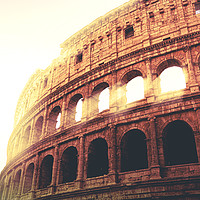 Buy canvas prints of Roman Colosseum during sunset by Valerio Rosati