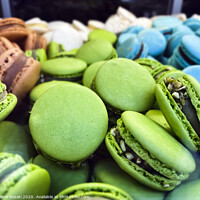 Buy canvas prints of many colorful macarons biscuits arranged disorderly by Valerio Rosati