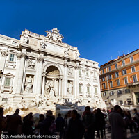 Buy canvas prints of The marble facade of the Trevi Fountain illuminated by the sun by Valerio Rosati