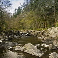 Buy canvas prints of Conwy River with rocks  by Bob Hall