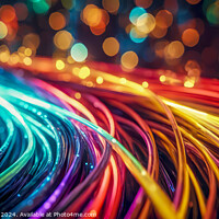 Buy canvas prints of Vibrant multi coloured fiber optic cables with shallow depth of  by Phill Thornton