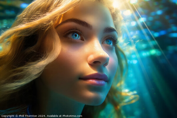 Vibrant portrait of a beautiful blond haired woman underwater Picture Board by Phill Thornton