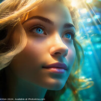 Buy canvas prints of Vibrant portrait of a beautiful blond haired woman underwater by Phill Thornton