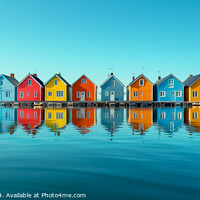 Buy canvas prints of Tranquil seascape featuring a floating island of colourful house by Phill Thornton