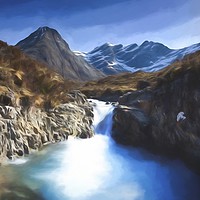 Buy canvas prints of Fairy Pools, Isle of Skye digital painting no.2 by Phill Thornton