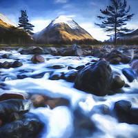 Buy canvas prints of The Alt Fhaolain and Stob na Broige, Glen Etive. by Phill Thornton