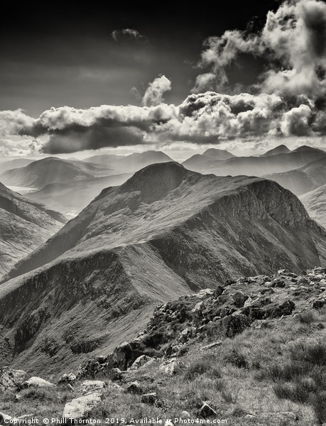 Stob na Broige from Stob na Doire (B&W) Picture Board by Phill Thornton