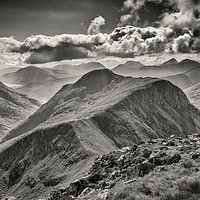 Buy canvas prints of Stob na Broige from Stob na Doire (B&W) by Phill Thornton