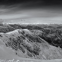 Buy canvas prints of Panoramic view from the summit of Ben Ledi (B&W) by Phill Thornton
