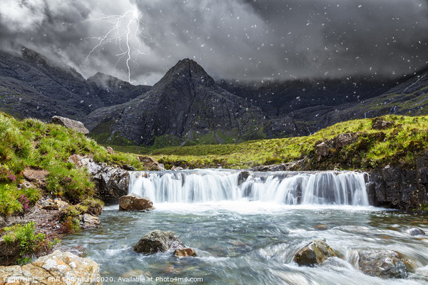 Spring lightning storm at the Fairy Pools. Picture Board by Phill Thornton