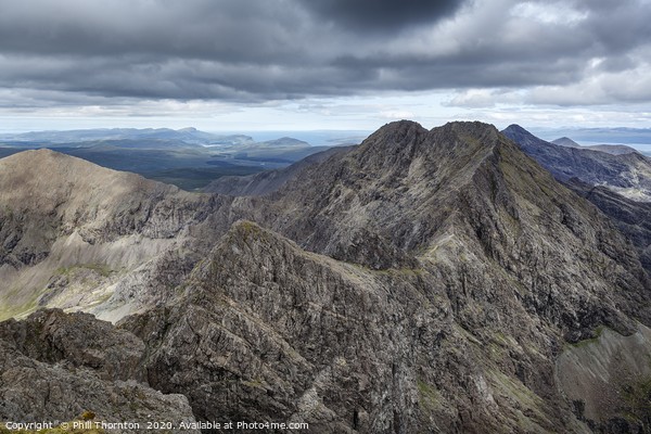Looking north along the Black Cuillin ridge.  Picture Board by Phill Thornton