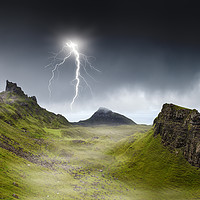 Buy canvas prints of Lightning strikes over the Quiraing, Skye. by Phill Thornton