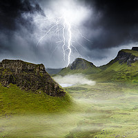 Buy canvas prints of Lightning strikes over the Trotternish Ridge. by Phill Thornton