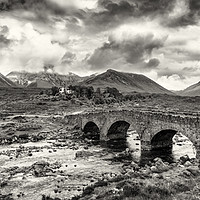 Buy canvas prints of Red Cuillin mountain range and Sligachan old bridg by Phill Thornton