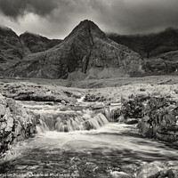 Buy canvas prints of Calm before the storm, Fairy Pools. No. 2 B&W. by Phill Thornton