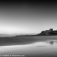 Buy canvas prints of Sunrise over Bamburgh Castle No. 2 (B&W) by Phill Thornton