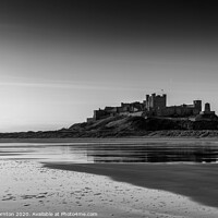 Buy canvas prints of sunrise over Bamburgh Castle (B&W) by Phill Thornton
